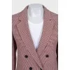 Double-breasted houndstooth print suit