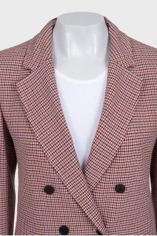 Double-breasted houndstooth print suit