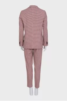 Double-breasted houndstooth print suit