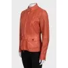 Leather jacket with perforation and zipper