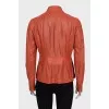 Leather jacket with perforation and zipper