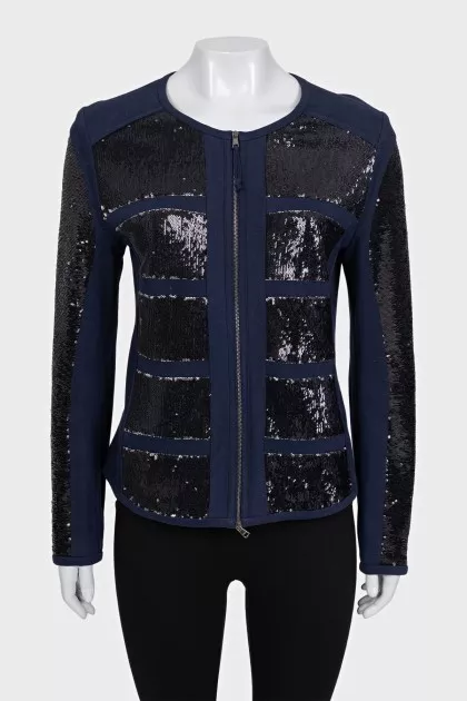 Cardigan with a zipper decorated with sequins