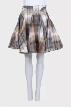 Plaid linen and silk skirt