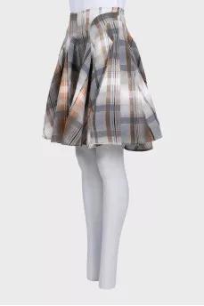 Plaid linen and silk skirt