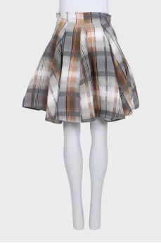 Plaid linen and silk skirt