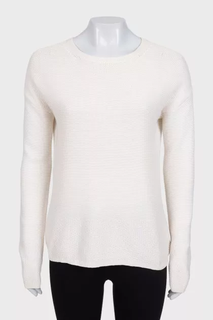 White knitted cashmere sweater