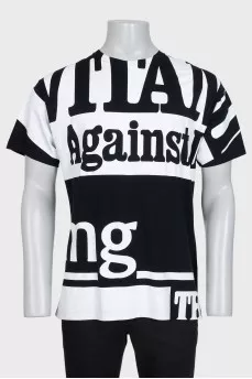 Black and white unisex printed T-shirt
