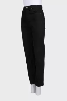 Black straight leg button-down jeans