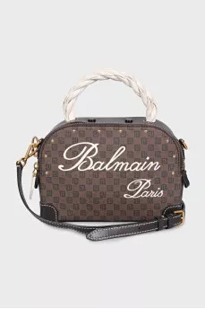 Canvas and leather bag with lettering