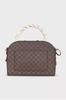 Canvas and leather bag with lettering