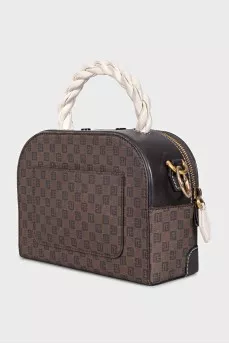 Canvas and leather bag with lettering