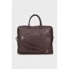 Men's brown leather laptop bag