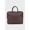 Men's brown leather laptop bag