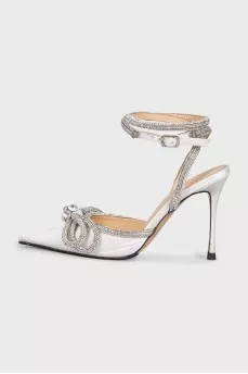 Crystal-embellished heeled slingbacks