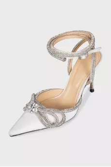 Crystal-embellished heeled slingbacks