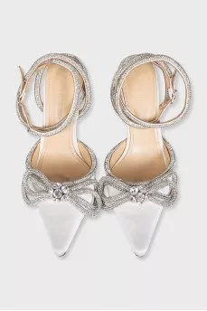 Crystal-embellished heeled slingbacks
