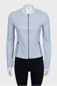 Light blue leather jacket