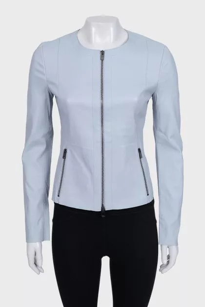 Light blue leather jacket