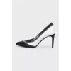 Black and white leather shoes