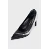 Black and white leather shoes