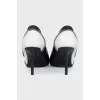 Black and white leather shoes