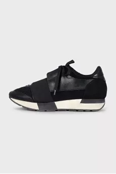 Black sneakers with textile inserts