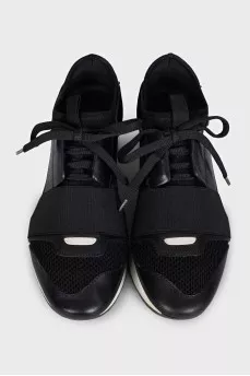 Black sneakers with textile inserts