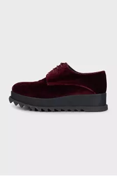 Velvet high-heeled shoes