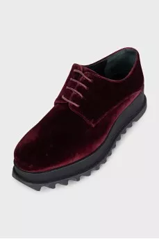 Velvet high-heeled shoes