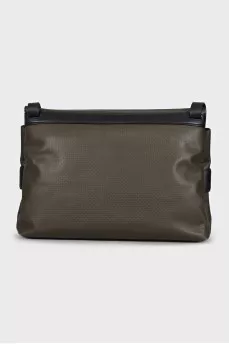 Men's dark green leather laptop bag