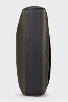Men's dark green leather laptop bag