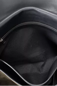 Men's dark green leather laptop bag