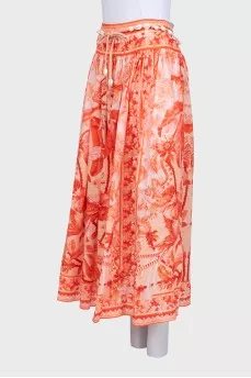 Orange printed skirt with tag