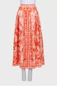 Orange printed skirt with tag