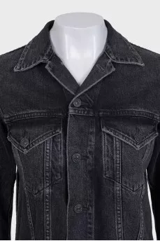 Denim jacket with side slits