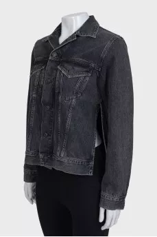 Denim jacket with side slits