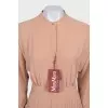 Brown pleated dress with tag