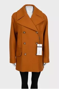 Orange wool coat with tag