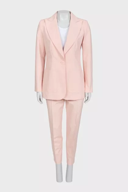 Pink suit with a long jacket
