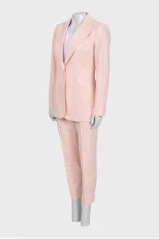 Pink suit with a long jacket