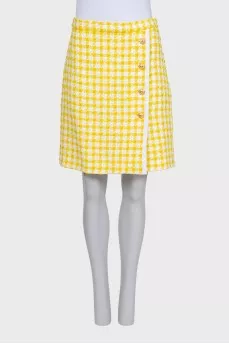 Yellow tweed suit with a check print