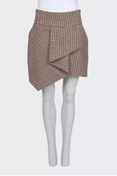 Houndstooth print pleated skirt