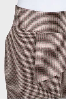 Houndstooth print pleated skirt