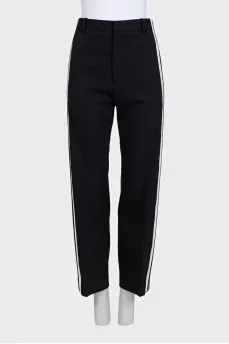 Black wide-leg trousers with stripes