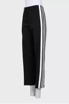 Black wide-leg trousers with stripes