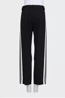 Black wide-leg trousers with stripes