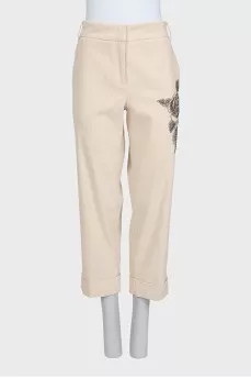 Beige suit with beaded embroidery