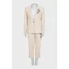 Beige suit with beaded embroidery