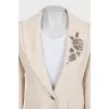 Beige suit with beaded embroidery