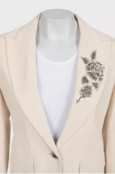 Beige suit with beaded embroidery